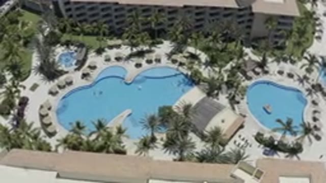 LOS CABOS MEXICO-2019: Air Footage Of Two Swimming Pools Belonging To A Big