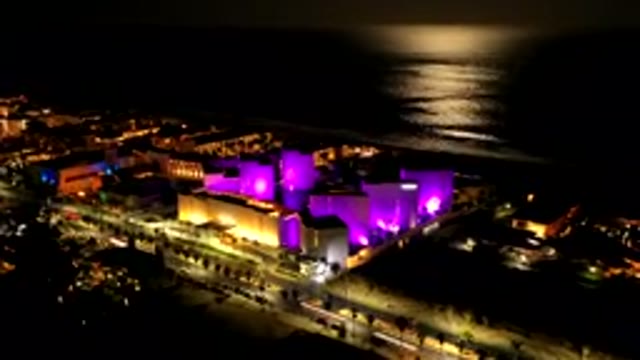 LOS CABOS MEXICO-2019: Aerial View Of A Big City With Lots Of Lights Urban