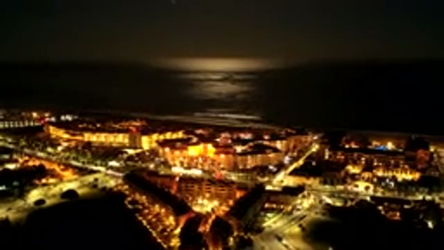 LOS CABOS MEXICO-2019: Time-Lapse Video Of Lit Up City By The Water From