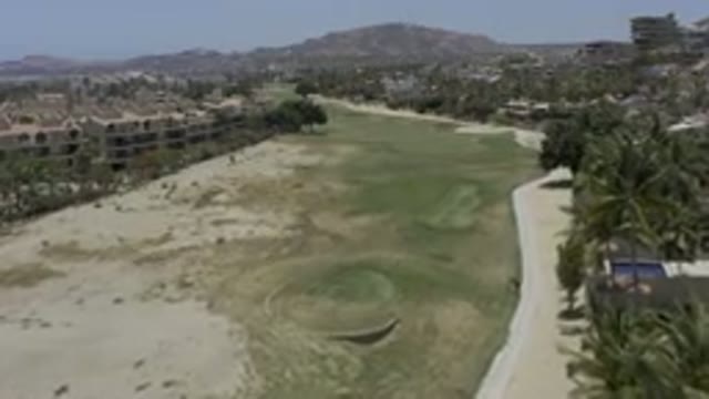 LOS CABOS MEXICO-2019: Drone Hyperlapse Of A Sandy Golf Course Being Repaired