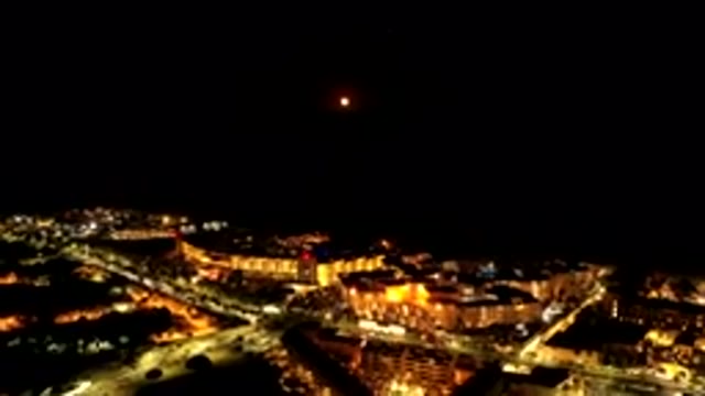 LOS CABOS MEXICO-2019: Night Mode Drone View Top View Dark Lights Speedy