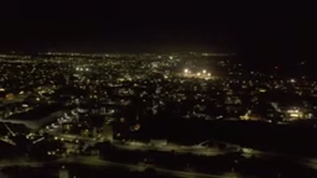 LOS CABOS MEXICO-2019: Night Mode Drone View Dark Lights House Hotel