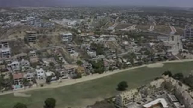 LOS CABOS MEXICO-2019: Drone Video Of A Large Field Separating Two Large Towns