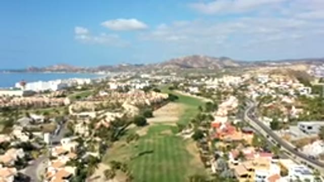 LOS CABOS MEXICO-2019: Aerial View With Blue Skies Of Long Golf Course