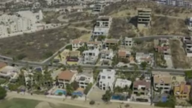 LOS CABOS MEXICO-2019: Aerial Footage Of A Hillside Village In The Mountains