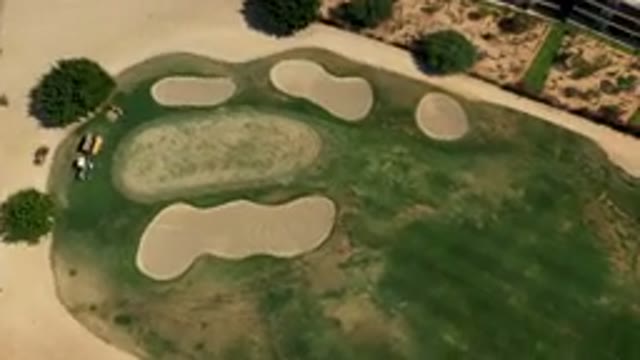 LOS CABOS MEXICO-2019: Aerial Footage Of A Large Golf Course With A Green Patch