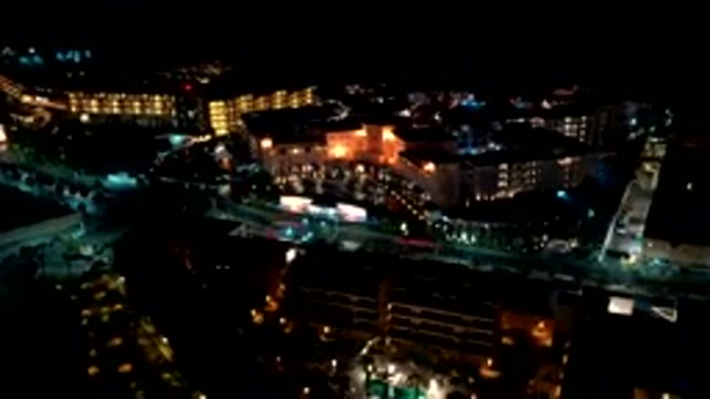 LOS CABOS MEXICO-2019: Night Mode Drone View Top View Dark Lights Speedy