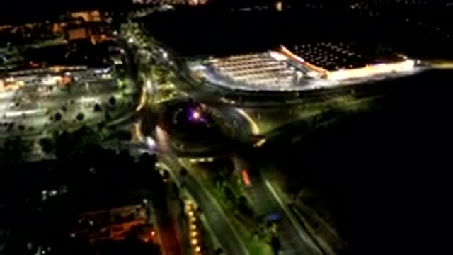 LOS CABOS MEXICO-2019: Nighttime Birds-Eye View Fast Forward Round-About City
