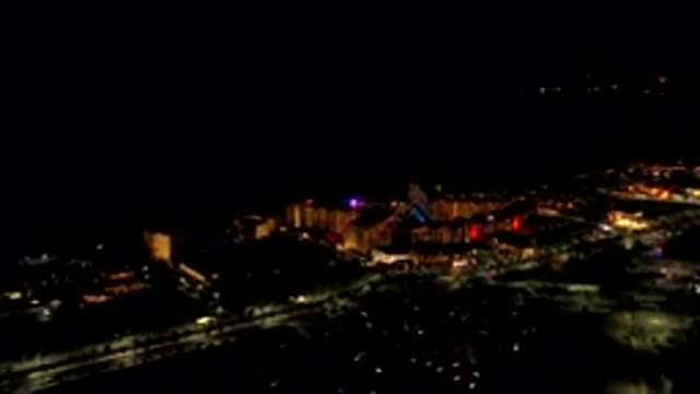 LOS CABOS MEXICO-2019: Time-Lapsed Bird's Eye View Of Lit Up Buildings And Cars