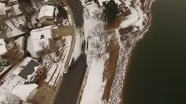 JEFFERSON COUNTY COLORADO-2015: Bird's Eye View Of Water And Snowy Road Next To