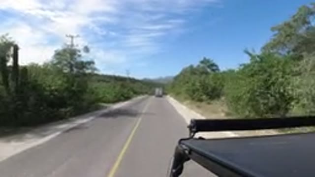 LOS CABOS MEXICO-2019: A Clean Road With Green Grass Trees Around And Grandpa