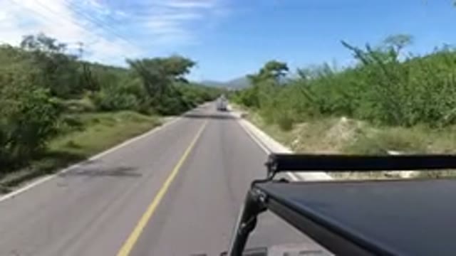 LOS CABOS MEXICO-2019: Clean Road With Green Grass and Trees as He Drives