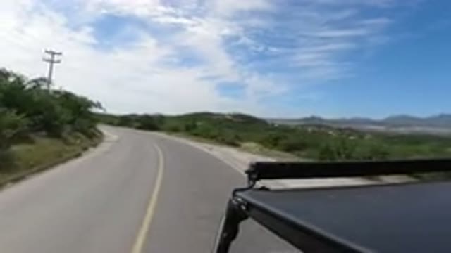 LOS CABOS MEXICO-2019: A Car Being Driven On The Road In First-Person View