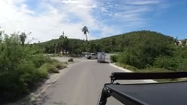 LOS CABOS MEXICO-2019: Video Of A Camera On Top Of A Jeep That Is Going Through