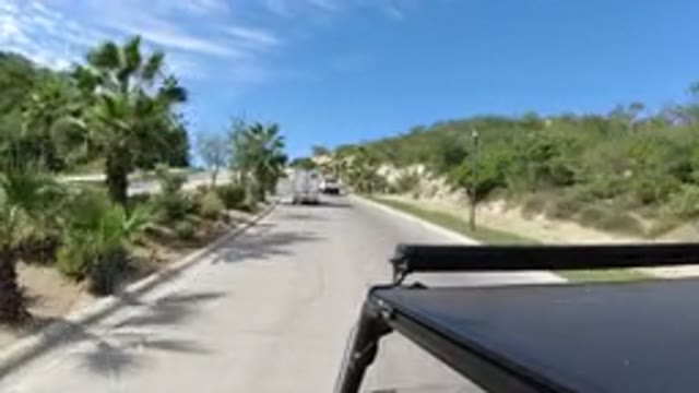 LOS CABOS MEXICO-2019: Car On The Road With Cars Ahead On The Side Of The Track