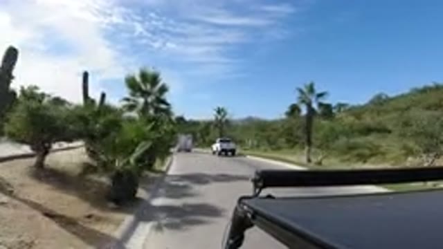 LOS CABOS MEXICO-2019: Video From The Inside Of A Car Driving Down A Narrow Road