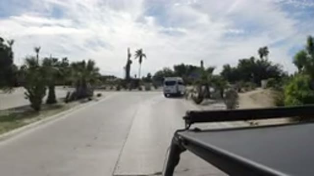 LOS CABOS MEXICO-2019: Footage Of A Camera That Sits On Top Of A Jeep As The Car
