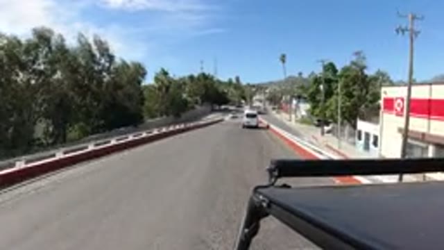 LOS CABOS MEXICO-2019: Video From Inside A Car Viewing The Busy Road Ahead And