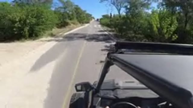 LOS CABOS MEXICO-2019: Jeep Driving Fast Alone On A Road In The Desert