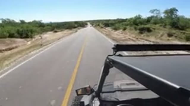 LOS CABOS MEXICO-2019: Car Speeding Down Road Driving On Right Side Of Yellow