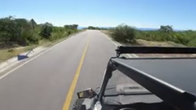 LOS CABOS MEXICO-2019: Car Driving On Single Lane Road For Going And Coming With