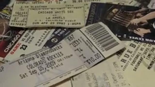 Rotating Of The The Video Of Lots Of Tickets Including The Football Tickets