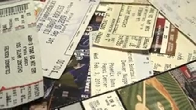 Rotating Circular Table Of Tickets To Games Throughout The Years