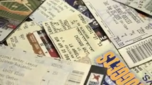 Pile Of Sports Events Tickets Spinning In Clockwise Motion On Screen