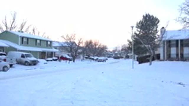 HIDDEN LAKE COLORADO-2014: Panned View Of Residential Neighborhood With Snow
