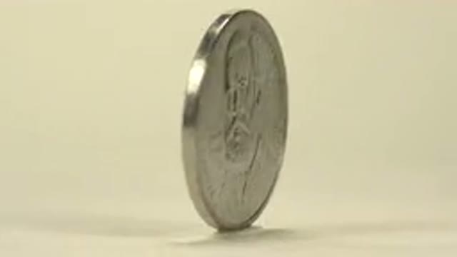Silver Rotating Coin With A Lion Picture At The Back