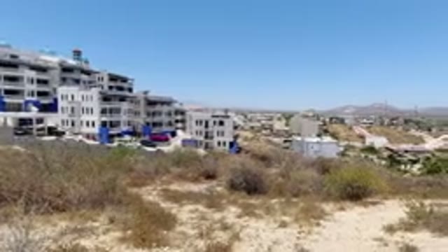 SAN JOSE DEL CABO MEXICO-2020: Top View Of Drone Colony Buildings And Hills