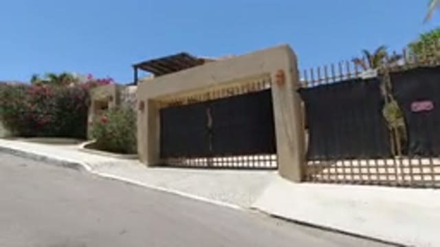 SAN JOSE DEL CABO MEXICO-2020: Front View of Modern Building with Garden and Trees