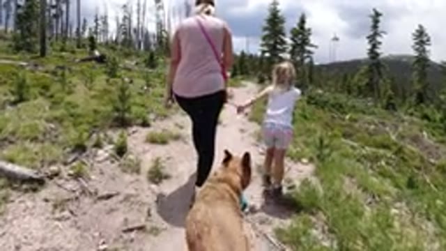 WINTER PARK COLORADO-2019: Nature Walk Women Girl Dog Leash Path Mountain Trees