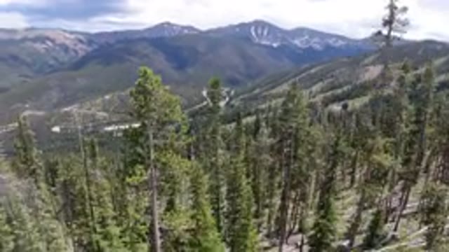 WINTER PARK COLORADO-2019: Top View Drone Footage of Trees, Mountains, and Waterfall