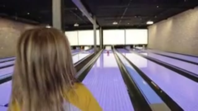 WINTER PARK COLORADO-2019: Child Plays Bowling But Ball Misses Pins
