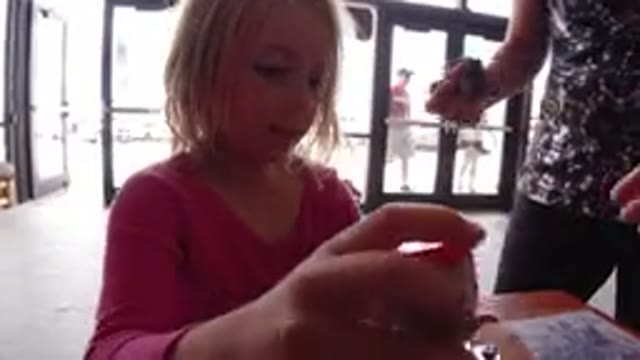 WINTER PARK COLORADO-2019: Girl Putting Stamp On His Hand