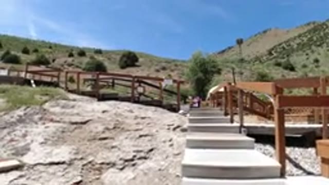 WINTER PARK COLORADO-2019: Stone Stairs in a Mountain Meadow with Green Grass