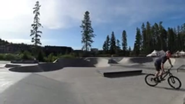 WINTER PARK COLORADO-2019: Men Riding Bicycles On Ramps At The Skatepark