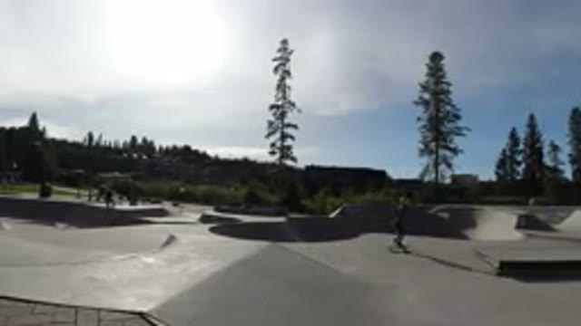 WINTER PARK COLORADO-2019: People Skating Together In A Skate Park In A Sunny