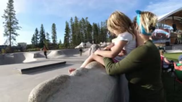 WINTER PARK COLORADO-2019: Mother And Daughter Watch Extreme Sports At Local