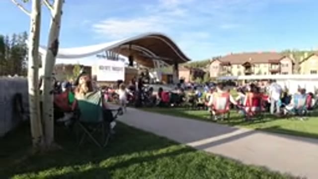 WINTER PARK COLORADO-2019: Party Crowd Concert People Fun Music Dancing Outdoors