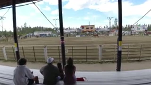 WINTER PARK COLORADO-2019: Some People Are Sitting Down Watching A Man Riding A Horse