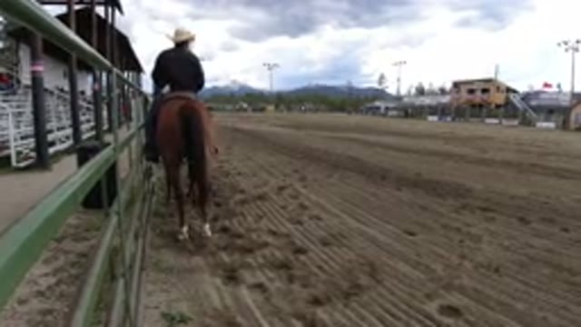 WINTER PARK COLORADO-2019: A Cowboy On A Horse On A Racing Track Or Exhibition
