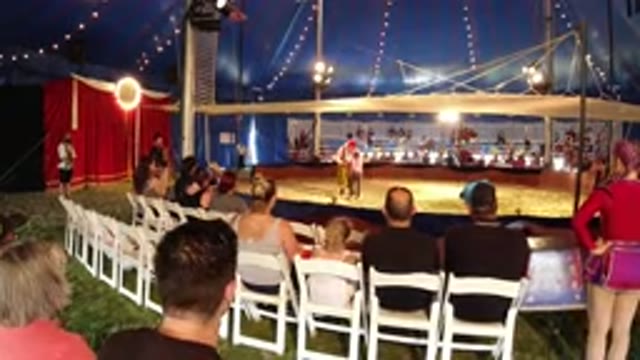 BROOMFIELD COLORADO-2019: Family Watches Opening of a Circus Show