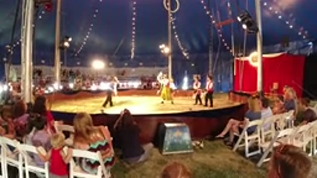 BROOMFIELD COLORADO-2019: People At The Circus Watching Some Clowns Making A