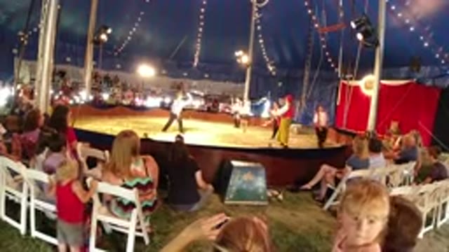 BROOMFIELD COLORADO-2019: Small Circus Group Performing A Juggling Act In Front