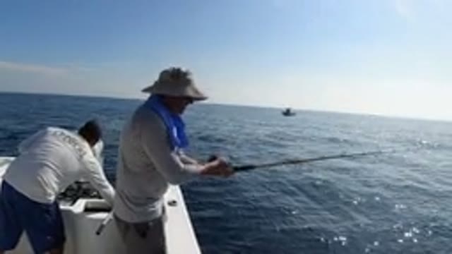 LOS CABOS MEXICO-2019: The Person Is On A Boat Fishing With A Fishing Rod In The