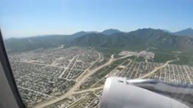 LOS CABOS MEXICO-2019: Airplane Flying View From Window