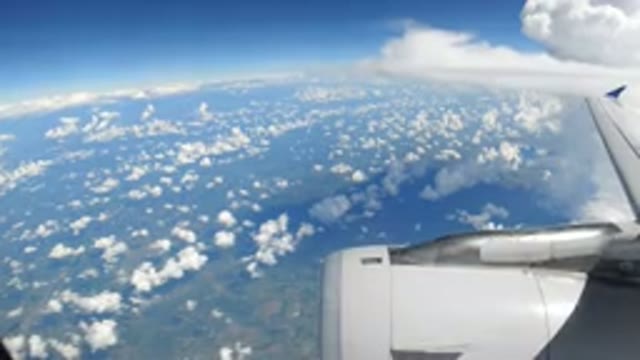 LOS CABOS MEXICO-2019: Aerial View of The Blue Clear Sky With Cotton Clouds