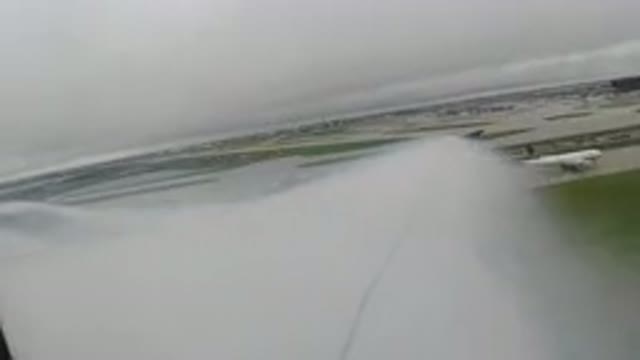 LOS CABOS MEXICO-2019: View Of An Airplane Wing While Plane Takes Off In The